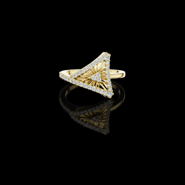 Triangle Round Moissanite Diamond Statement Ring Geometric Pave Design