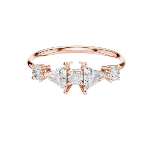 Round & Trillion Cut Moissanite Diamond Engagement Ring - View 2