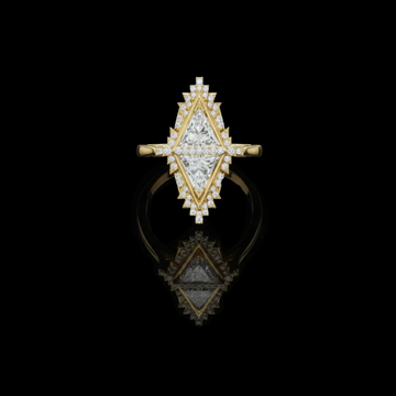 Art Deco Trillion Cut Moissanite Diamond Geometric Statement Ring