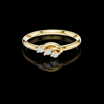 Round Cut Moissanite Diamond Three Stone Wave Ring