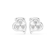 Three Stone Heart Round Brilliant Cut Lab Diamond Stud Earrings Trefoil Cluster - View 3