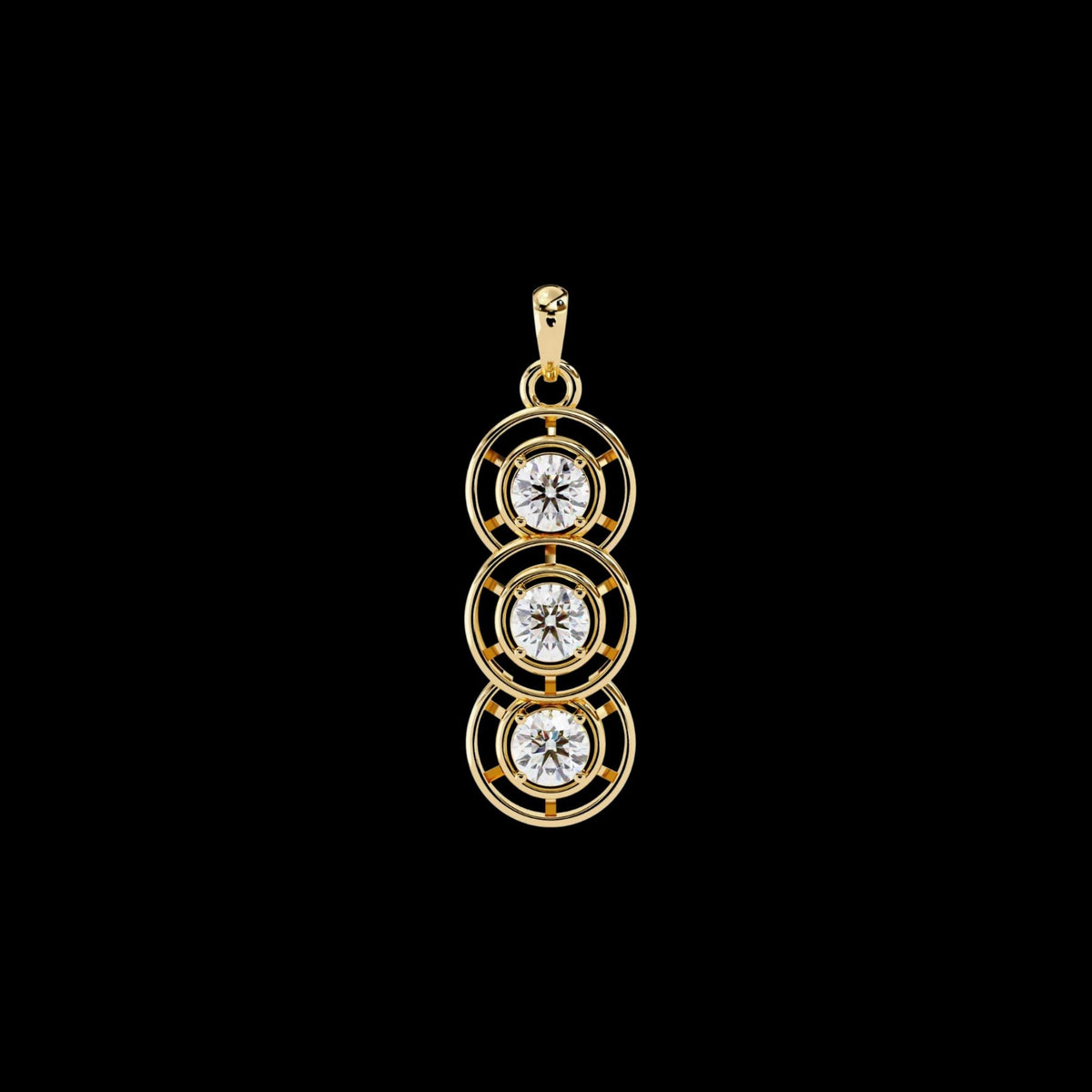 Three Stone Drop Pendant with Round Moissanite Diamond