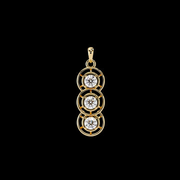 Three Stone Drop Pendant with Round Moissanite Diamond