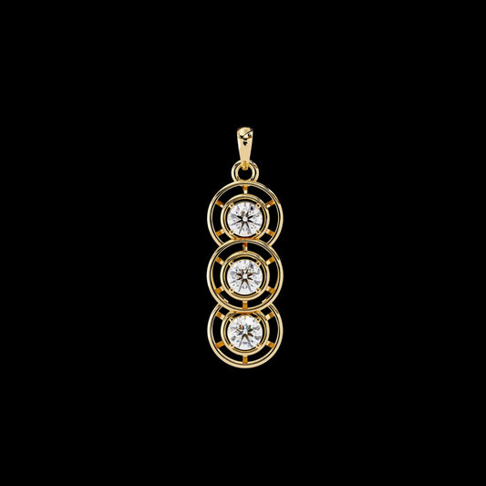 Three Stone Drop Pendant with Round Moissanite Diamond