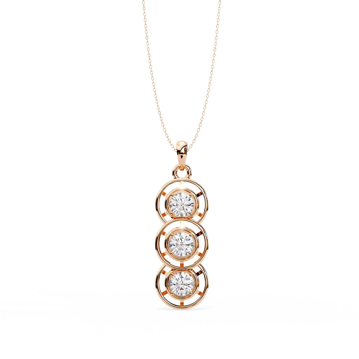 Three Stone Drop Pendant with Round Moissanite Diamond - View 4