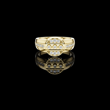 Round Lab Diamond Wide Band Statement Ring with Bezel Accents