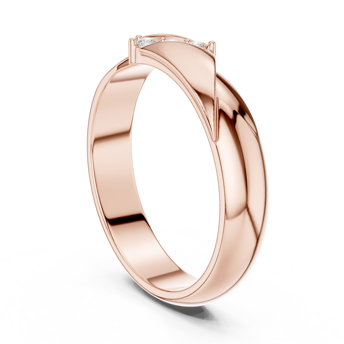 Round Cut Lab Grown Diamond Men's Three Stone Diagonal Wedding Band - View 6