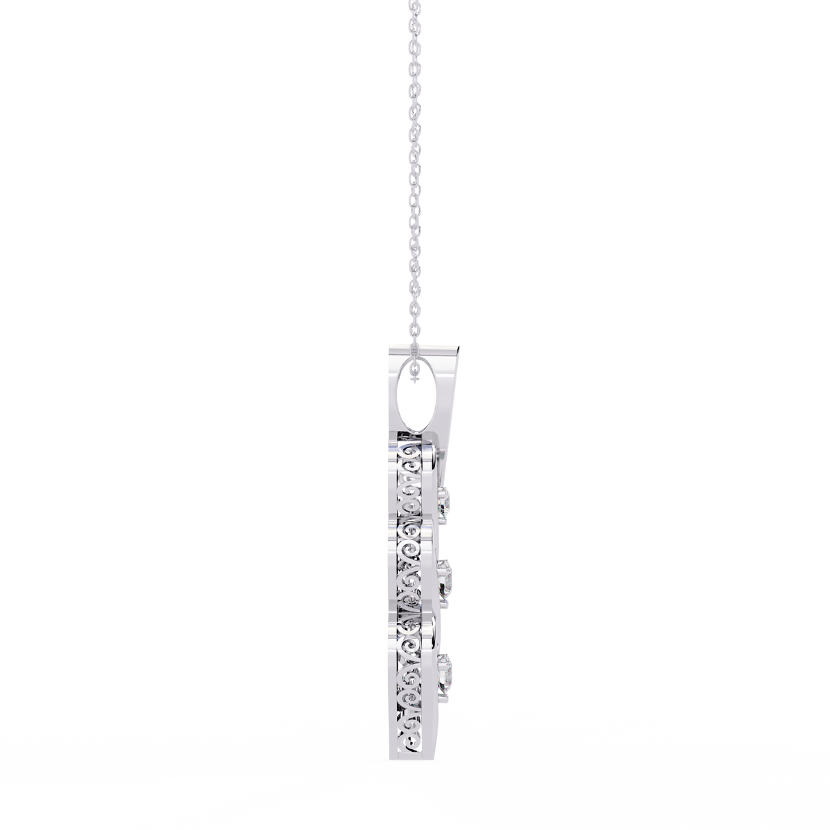 Three Stone Twist Lab Grown Diamond Pendant Necklace - View 2