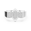 Round Cut Lab Grown Diamond Men's Modern Three Cluster Statement Ring - View 3