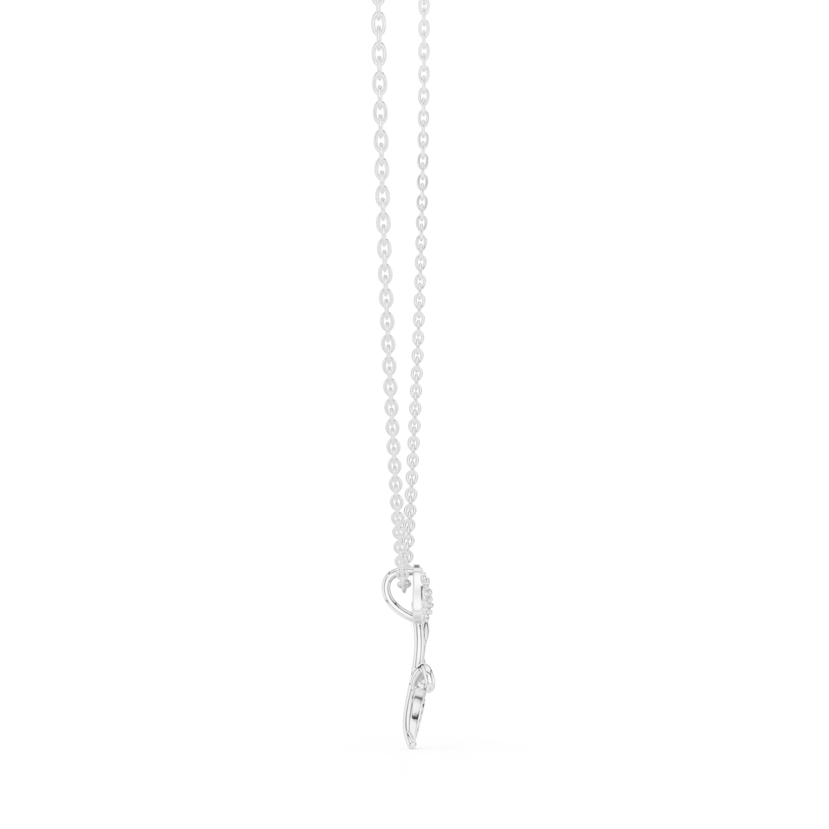 Dainty Twin Tulip Flower Round Moissanite Diamond Accent Pendant - View 6