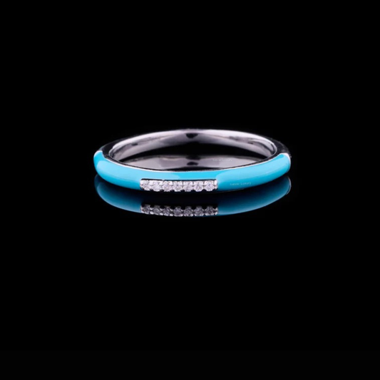 Sky Blue Lab Diamond Channel Set Band Ring