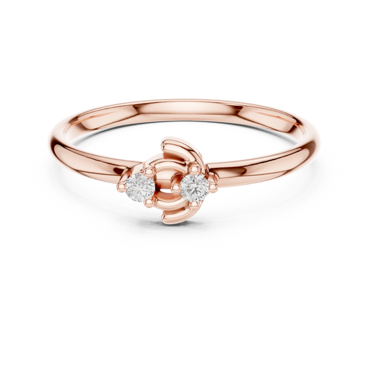Open Circle Round Cut Lab Diamond Ring with Brilliant Accents - View 2