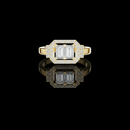 Toi Et Moi Emerald Cut Lab Diamond Halo Engagement Ring