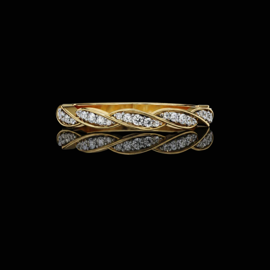 Round Cut Moissanite Diamond Twisted Leaf Infinity Wedding Band Ring