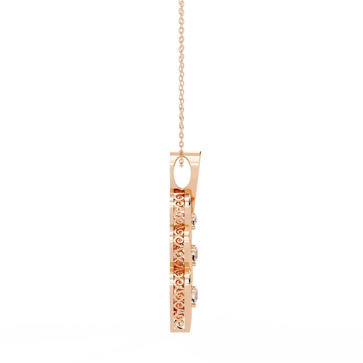 Three Stone Twist Lab Grown Diamond Pendant Necklace - View 3