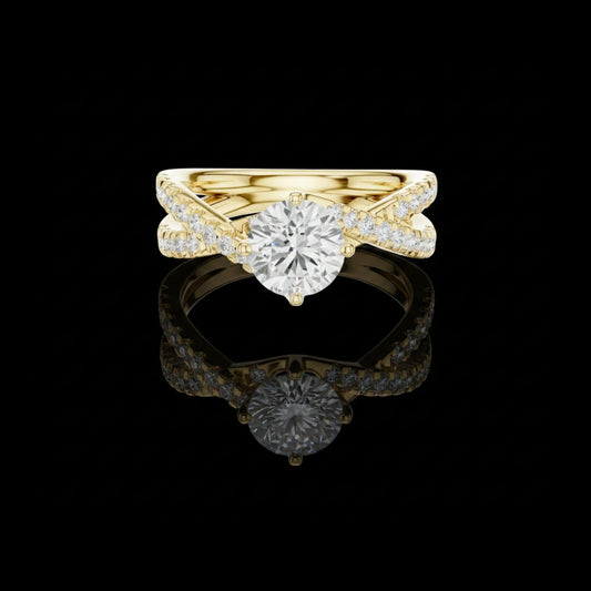 Round Moissanite Diamond Split Shank Solitaire Ring