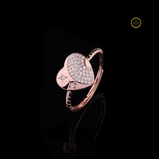 Heart Shape Pave Setting Round Lab Diamond Rope Anniversary Ring - View 2