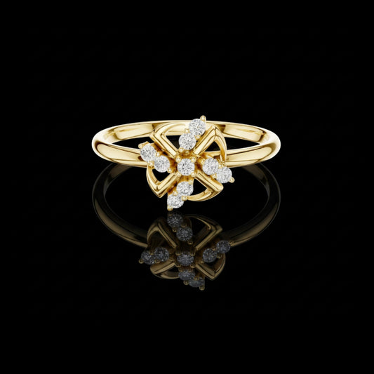 Round Cut Lab Diamond Abstract Floral Cluster Ring