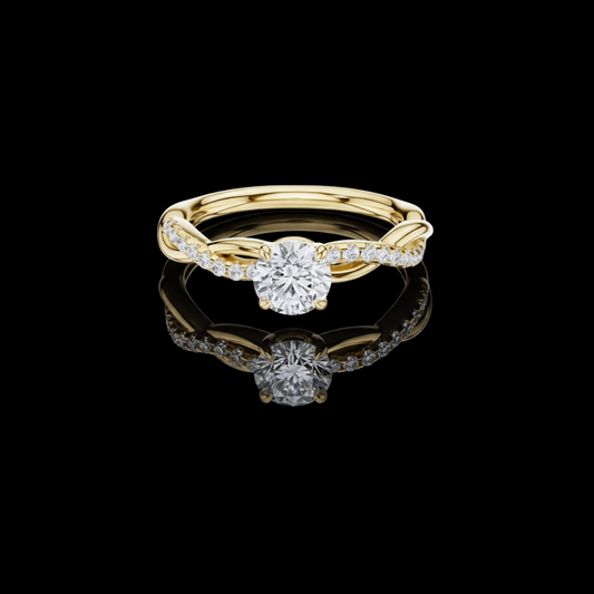 Round Lab Diamond Twisted Braided Engagement Ring