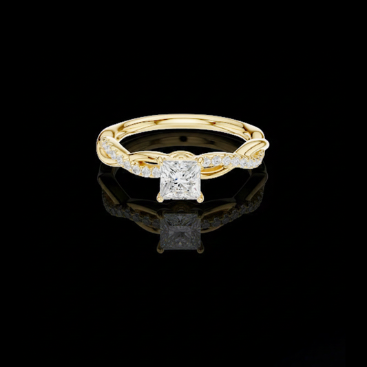 Princess Cut Lab Diamond Twisted Engagement Ring