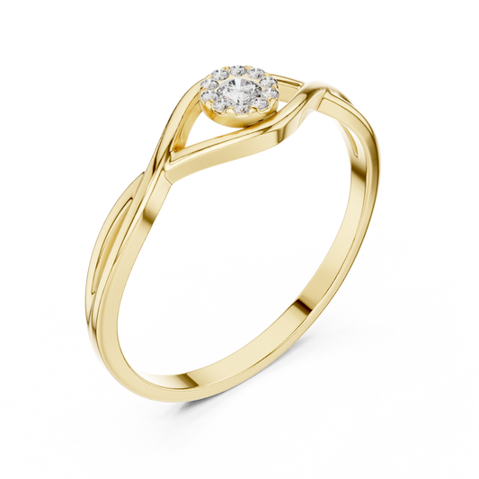 Round Cut Moissanite Diamond Twisted Band Engagement Ring - View 2