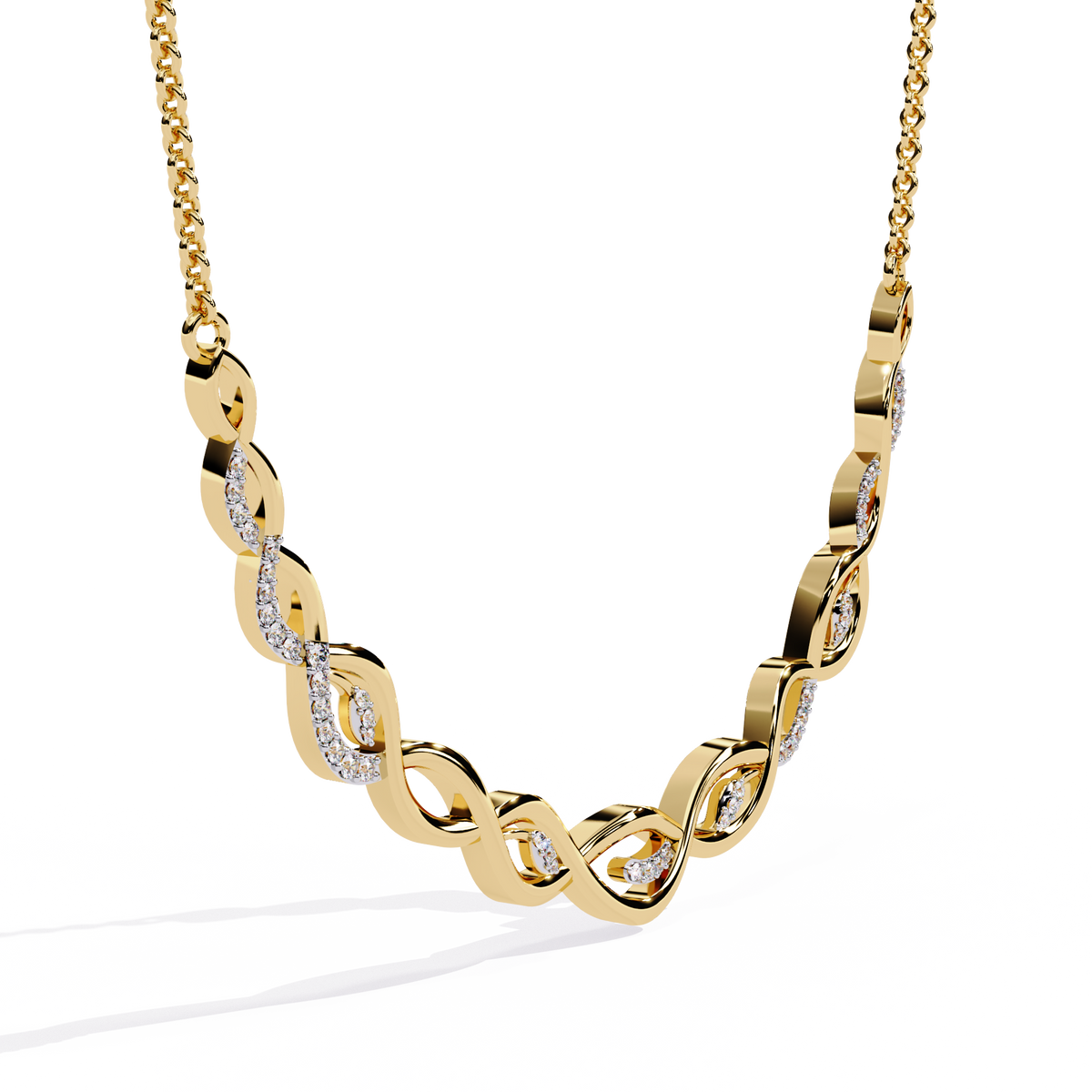 Twisted Infinity Bar Lab Grown Diamond Pave Necklace - View 2