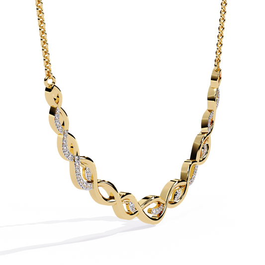 Twisted Infinity Bar Moissanite Diamond Pave Necklace - View 2
