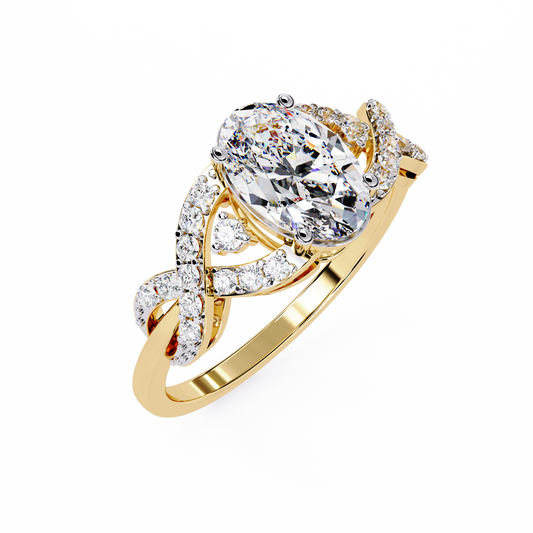 Twist Split Shank Oval Cut Lab Diamond Anniversary Ring - View 2