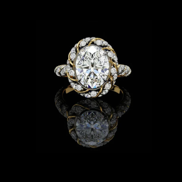 Oval Cut Diamond Floral Halo Split Shank Lab Diamond Ring