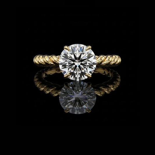 Round Cut Lab Diamond Rope Band Engagement Solitaire Ring