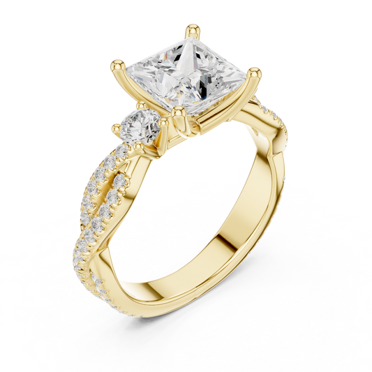 Princess Cut Lab Diamond Twisted Band Ring - View 2