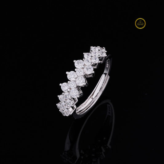 Round Moissanite Diamond Ring With Pave Setting Wedding Stacking Band - View 2