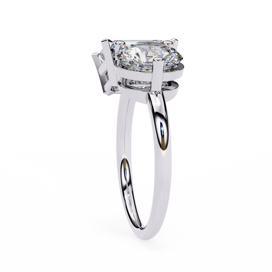Emerald and Round Lab Diamond Toi et Moi Promise Ring - View 2