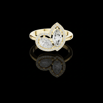 Marquise & Pear Cut Toi Et Moi Halo Lab Diamond Ring