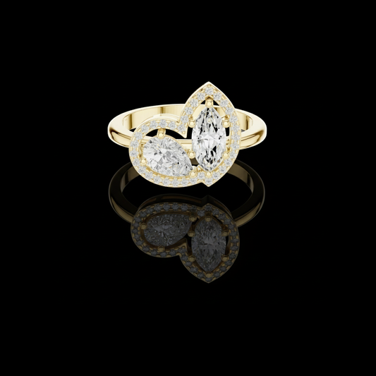 Marquise & Pear Cut Toi Et Moi Halo Lab Diamond Ring