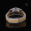 Two-Tone Calendar Watch with Burgundy Roman Dial Diamond Bezel & 5-Link Bracelet