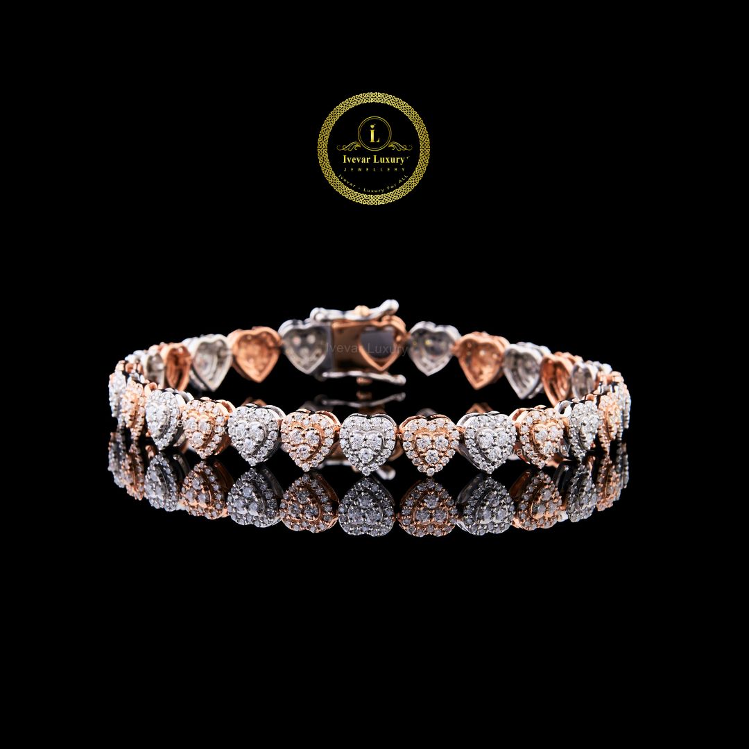 Two Tone Heart Diamond Bracelet VVS1 Lab-Grown Bridal Jewelry Ivevar Luxury