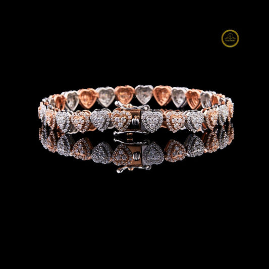 Two Tone Heart Diamond Bracelet VVS1 Lab-Grown Bridal Jewelry Ivevar Luxury - View 2