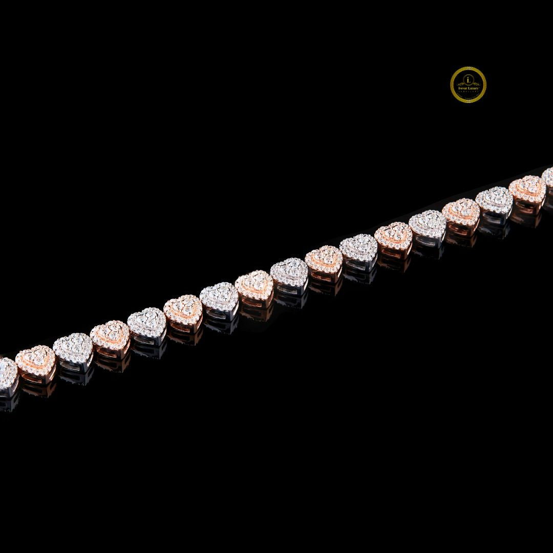 Two Tone Heart Diamond Bracelet VVS1 Lab-Grown Bridal Jewelry Ivevar Luxury - View 3