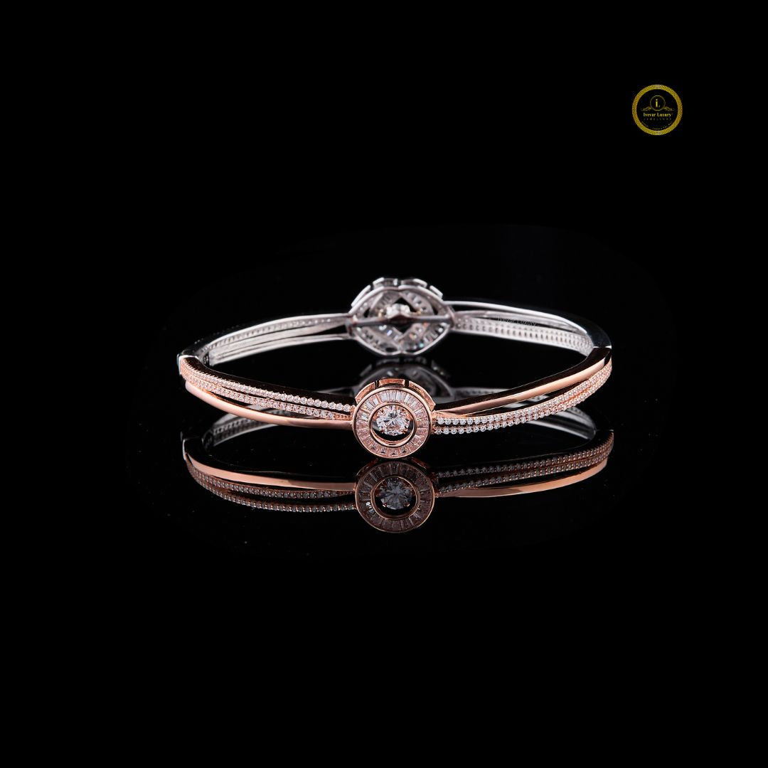 Modern Design Two Tone Moissanite Diamond Geometric Bracelet For Girlfriend - View 4