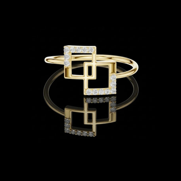 Stunning Round Cut Lab Diamond Edged Interlocking Square Ring
