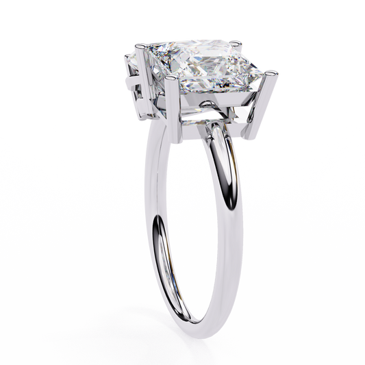 Pear and Princess Cut Moissanite Diamond Toi et Moi Delicate Ring - View 2