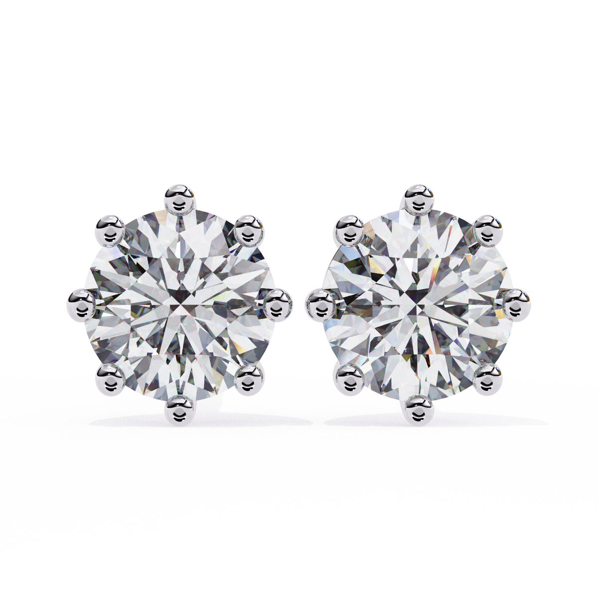Ultimate Collection of Luxury Round Cut Lab Created Diamond Six Prong Solitaire Elegance Earring - View 5