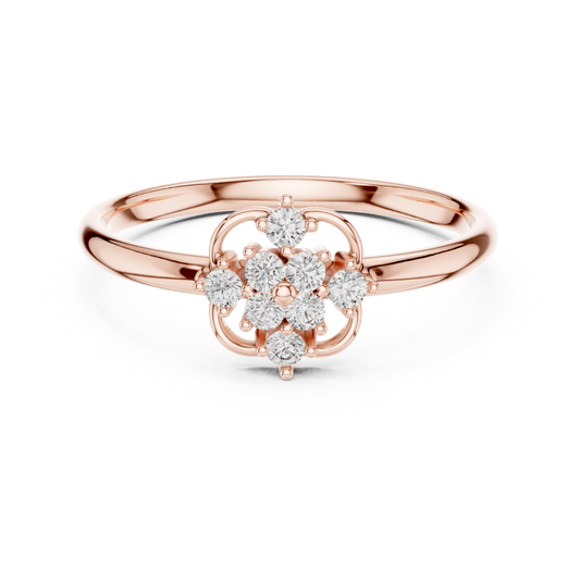 Round Cut Moissanite Diamond Floral Cluster Engagement Ring - View 2