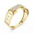 Round Cut Moissanite Diamond Men's Rectangular Pave Center Geometric Ring - View 4