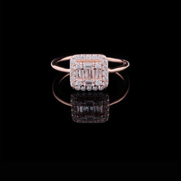 Baguette Halo Ring with Lab Diamond Rectangular Cluster Setting