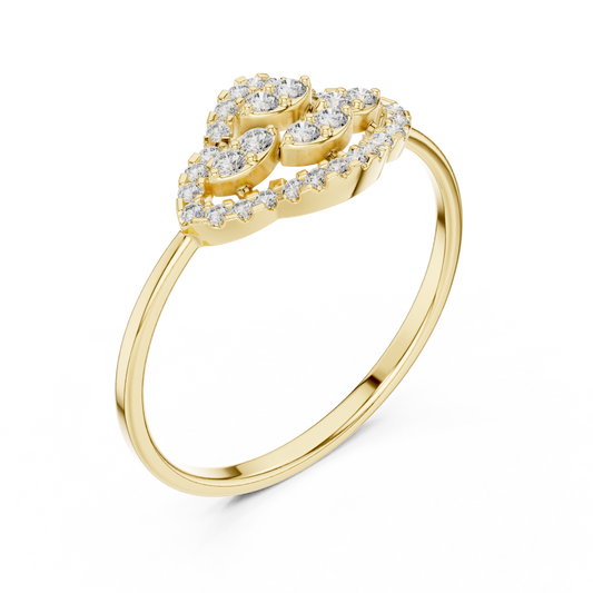 Round Moissanite Diamond Pave Accents Cluster Halo Ring - View 2
