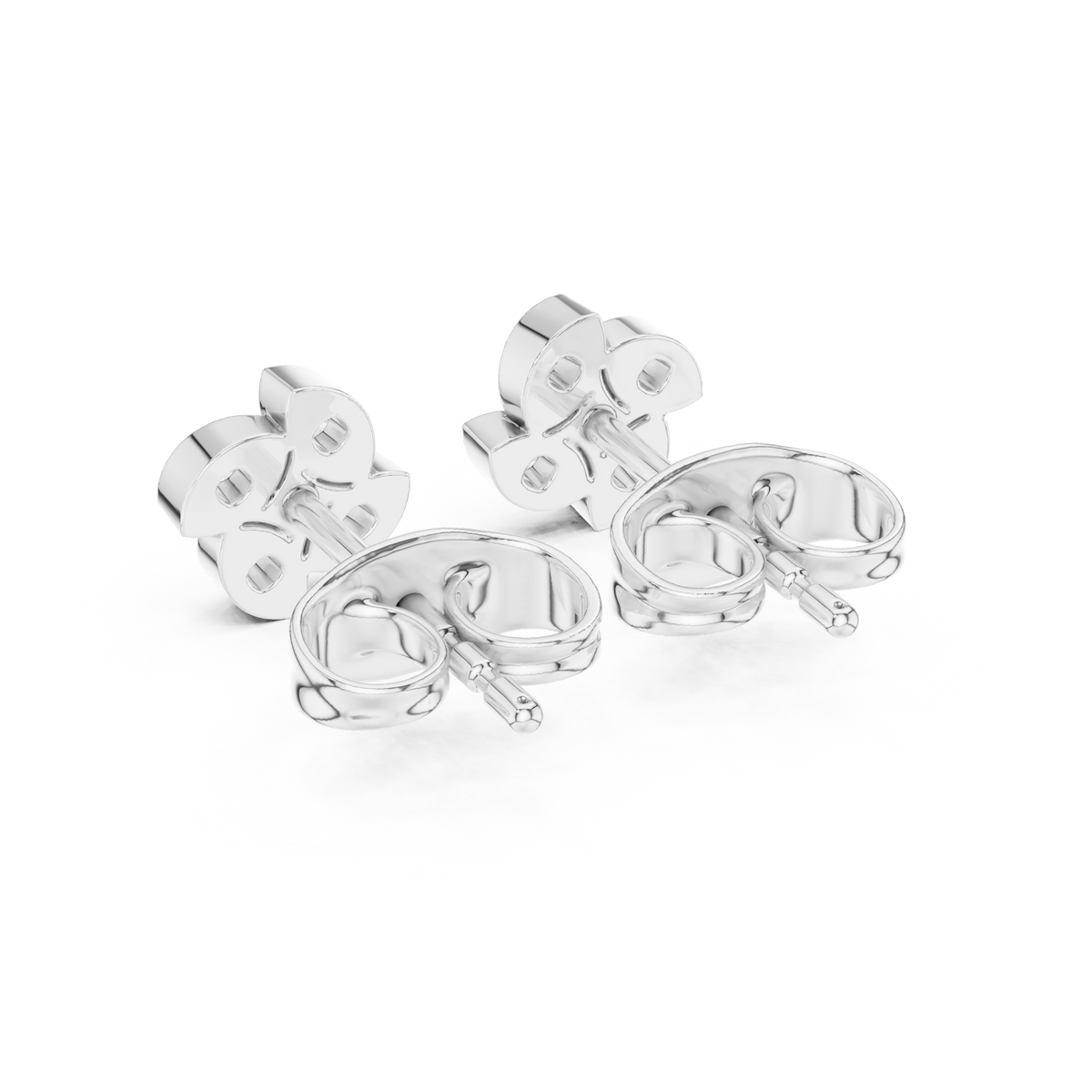 Soft Floral Geometry Petal Curve Round Lab Diamond Stud Earrings - View 12
