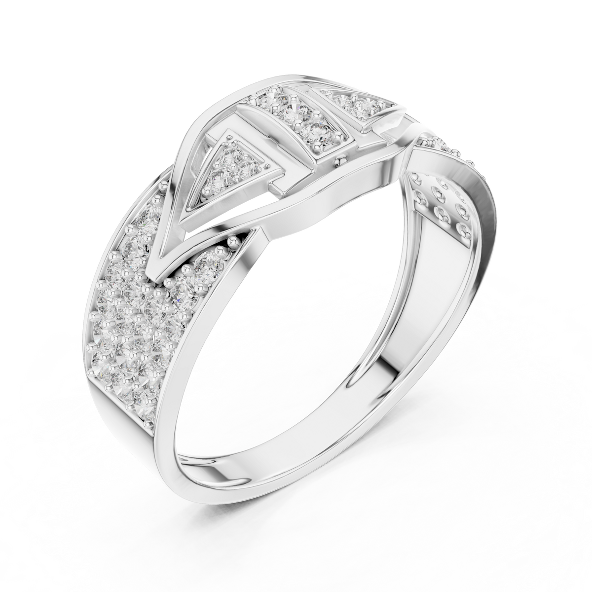 Round Cut Lab Grown Diamond Men's Geometric Arrowhead Statement Band - View 6