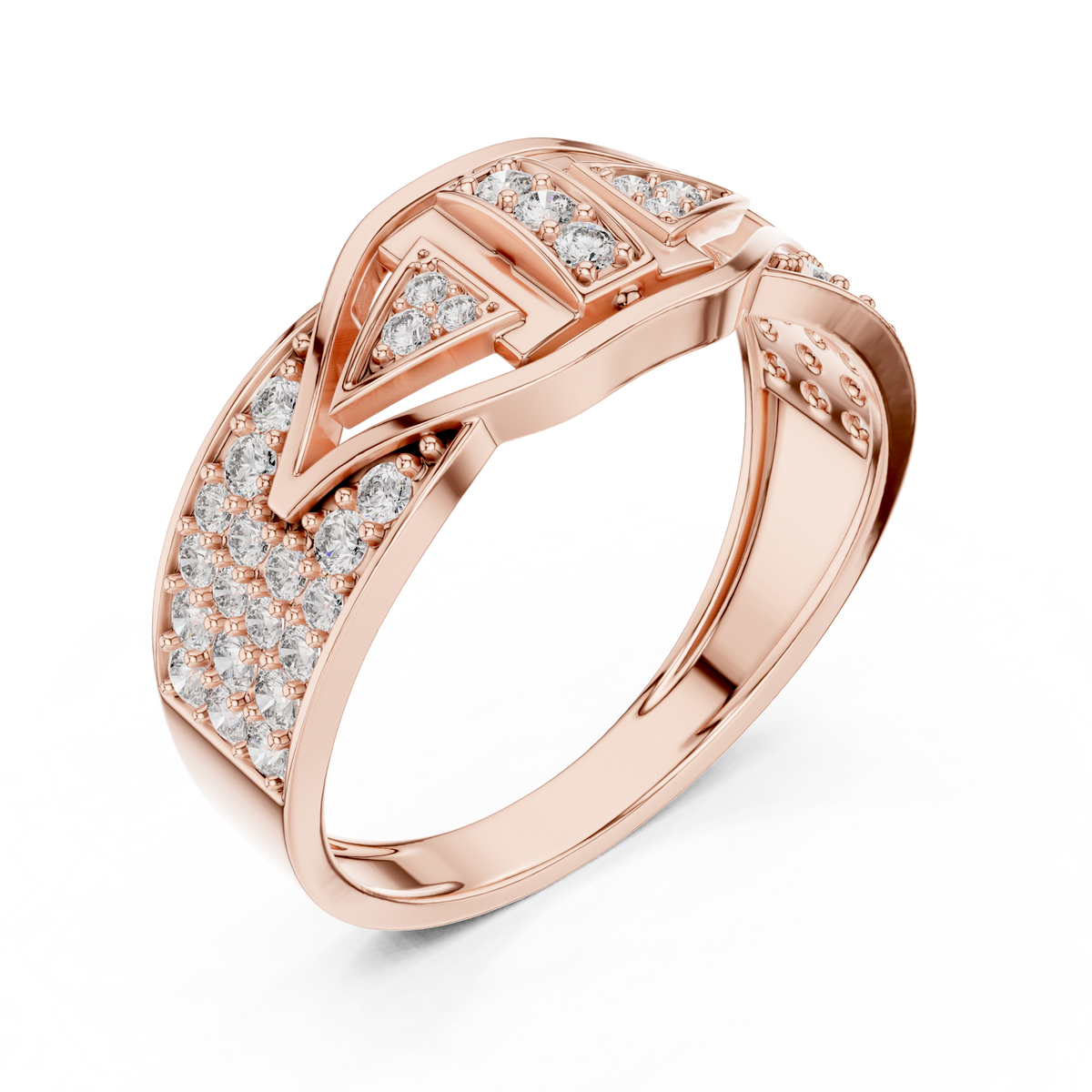 Round Cut Moissanite Diamond Men's Geometric Arrowhead Statement Band - View 5